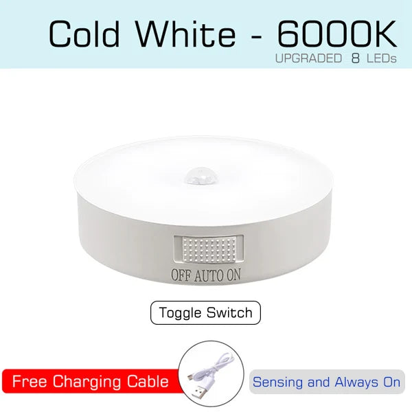 🌙 Motion Sensor Night Light – USB Rechargeable, Auto On/Off, Perfect for Bedroom, Kitchen & Hallway