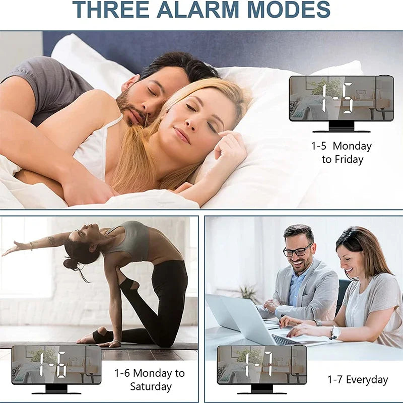 LED Projection Alarm Clock – Time on Ceiling, Temperature Display, Snooze