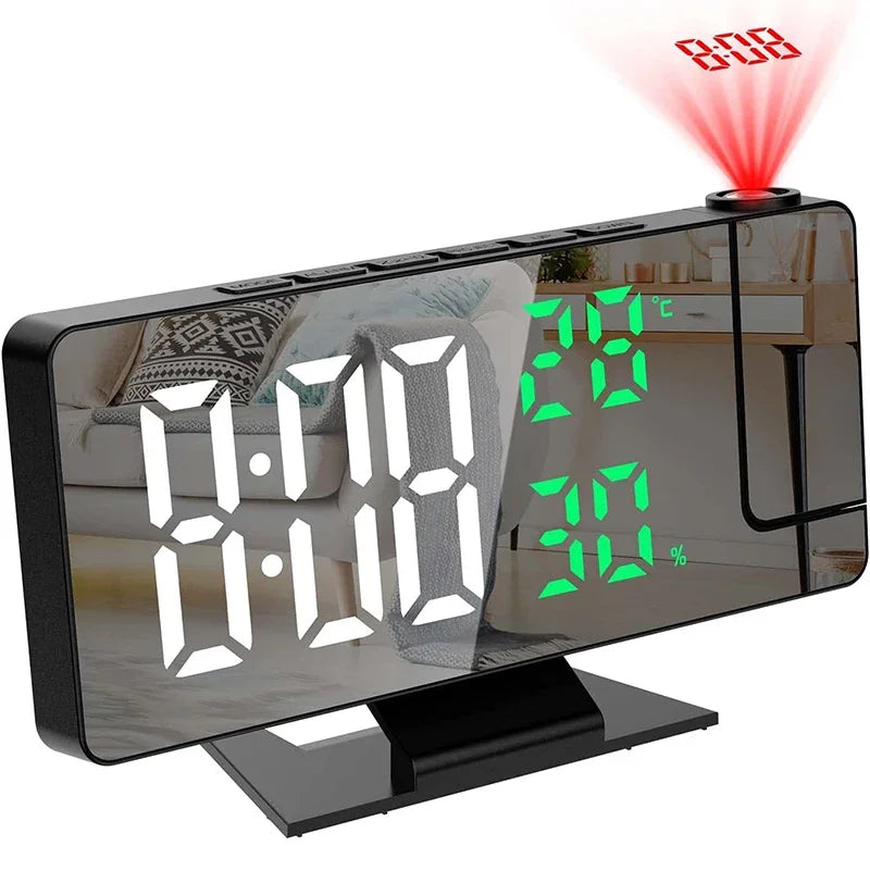 LED Projection Alarm Clock – Time on Ceiling, Temperature Display, Snooze