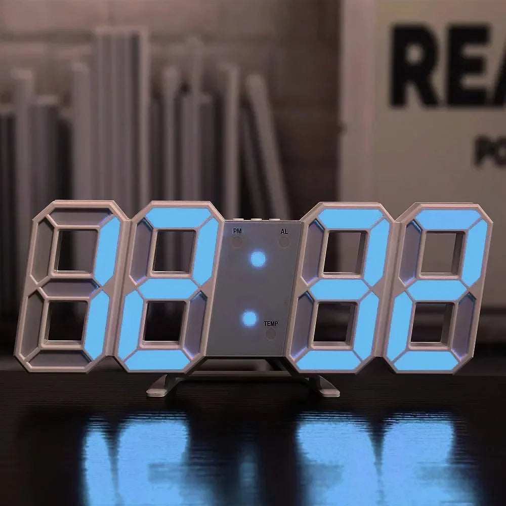 Modern LED Digital Wall & Desk Clock – 3D Large Display, Electronic Alarm Clock for Bedroom & Living Room Decor