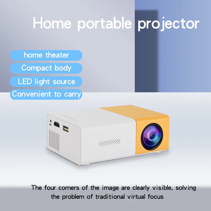 YG300 Mini Portable Projector – HD Home Cinema, USB & HDMI, Indoor & Outdoor