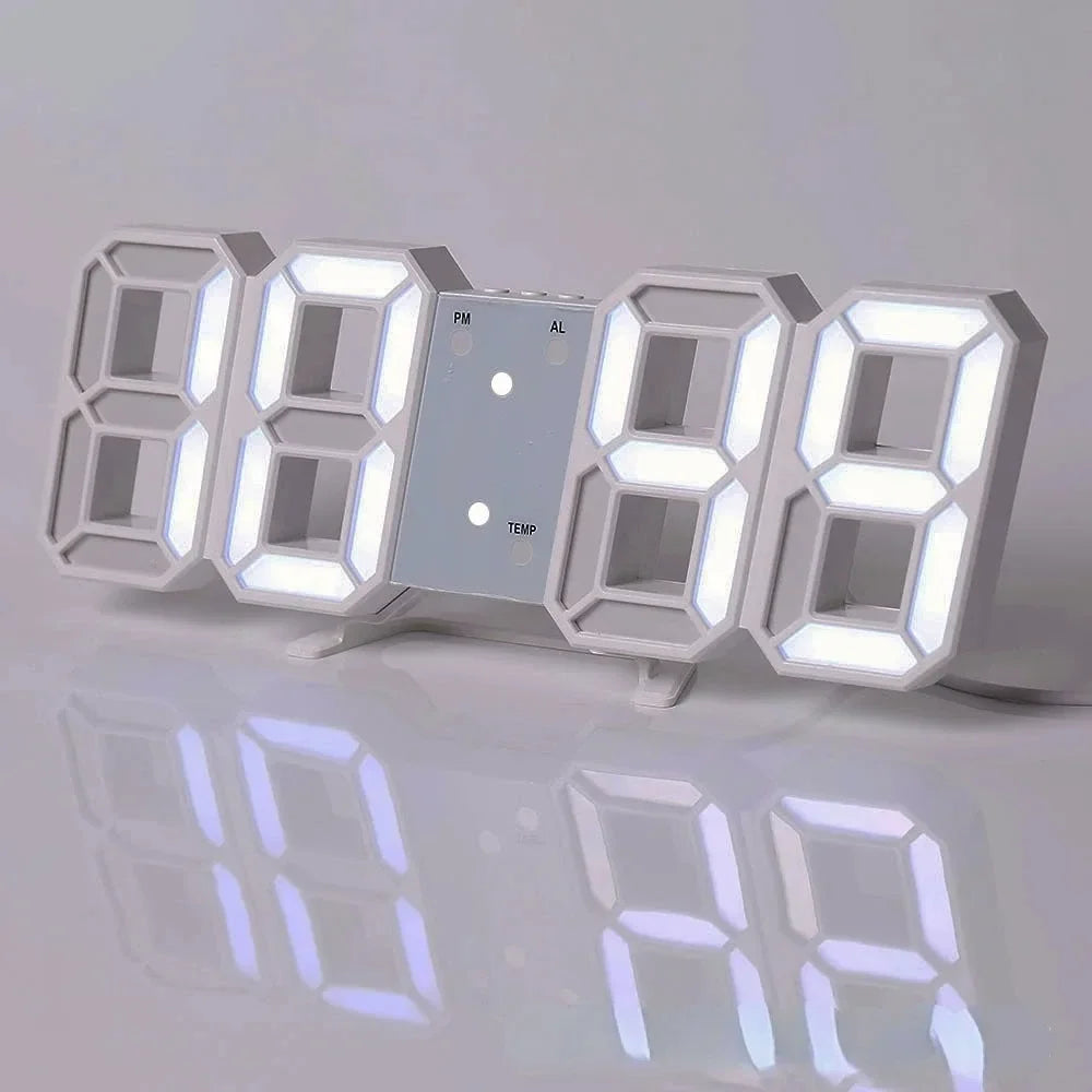 Modern LED Digital Wall & Desk Clock – 3D Large Display, Electronic Alarm Clock for Bedroom & Living Room Decor