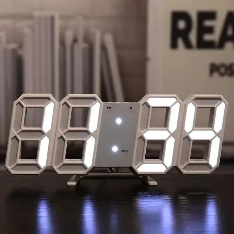 Modern LED Digital Wall & Desk Clock – 3D Large Display, Electronic Alarm Clock for Bedroom & Living Room Decor
