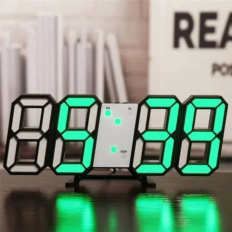Modern LED Digital Wall & Desk Clock – 3D Large Display, Electronic Alarm Clock for Bedroom & Living Room Decor
