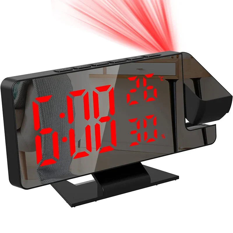 LED Projection Alarm Clock – Time on Ceiling, Temperature Display, Snooze