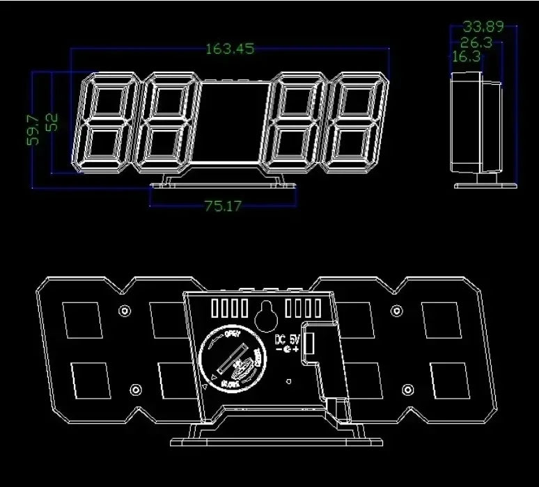 Modern LED Digital Wall & Desk Clock – 3D Large Display, Electronic Alarm Clock for Bedroom & Living Room Decor