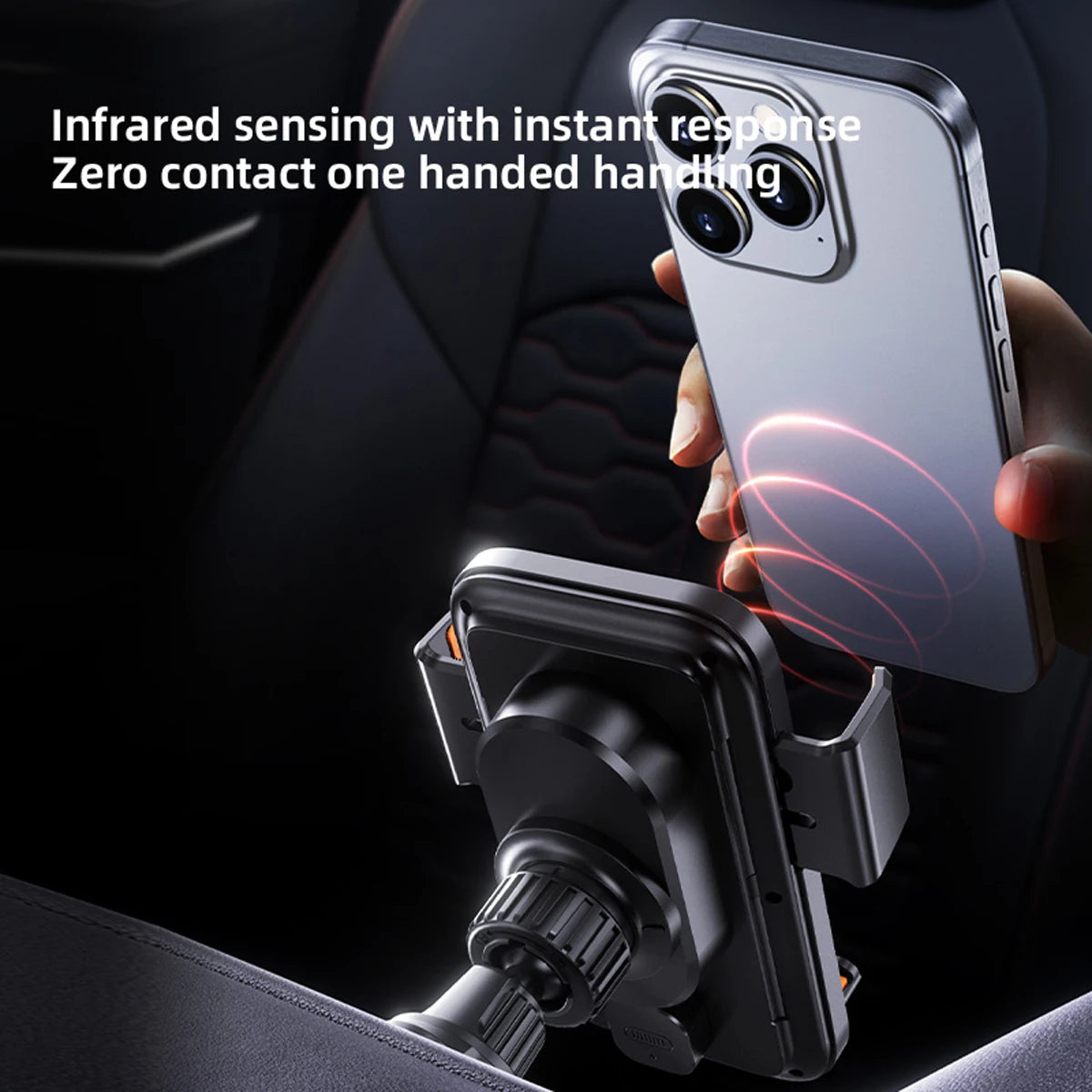 15W Wireless Car Phone Holder & Charger – Auto-Sensing, One-Touch Release, 360° Rotation | Qi Certified