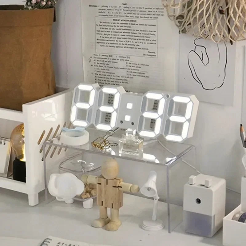 Modern LED Digital Wall & Desk Clock – 3D Large Display, Electronic Alarm Clock for Bedroom & Living Room Decor
