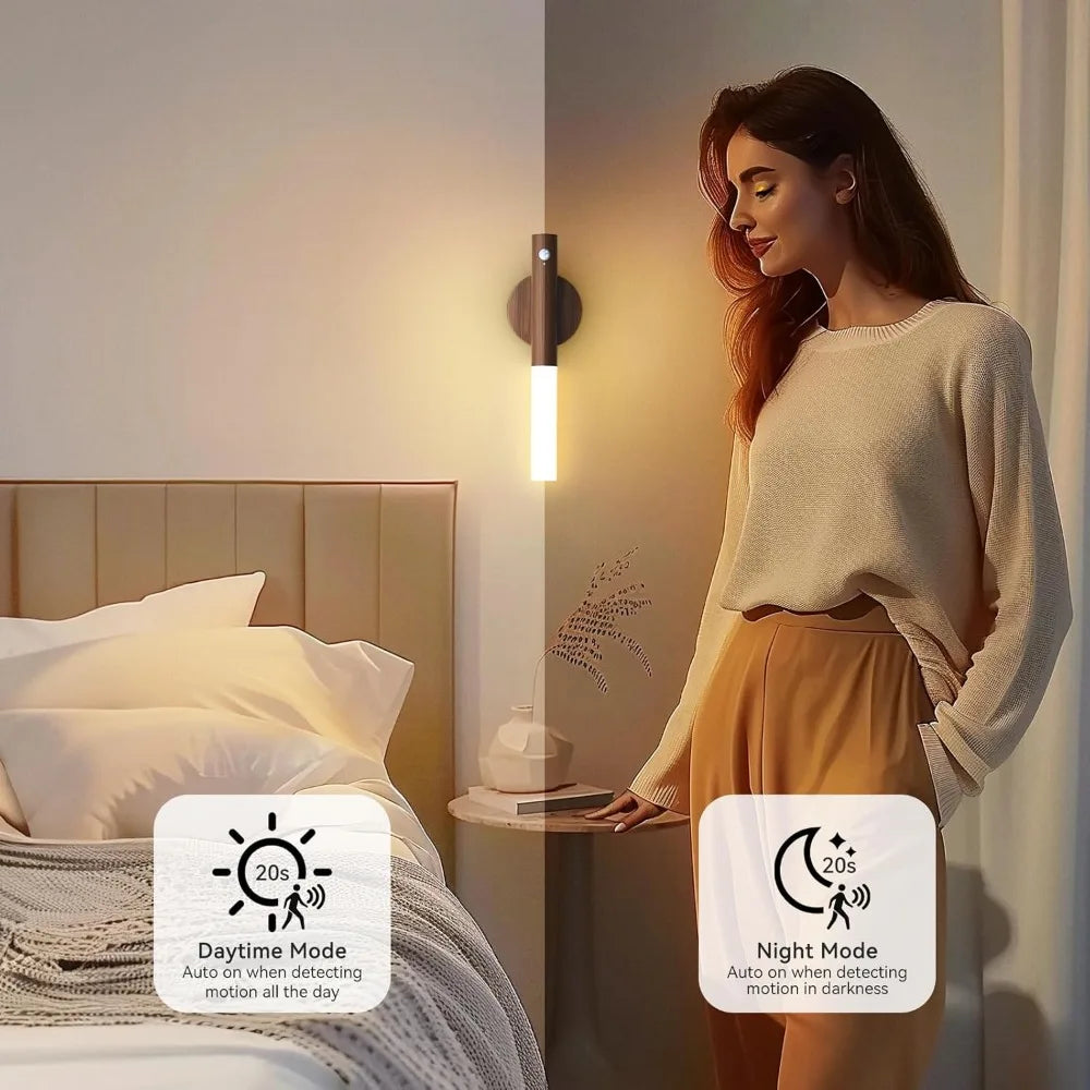 Magnetic LED Wall Light – Motion Sensor, USB Rechargeable, Warm & Cool White