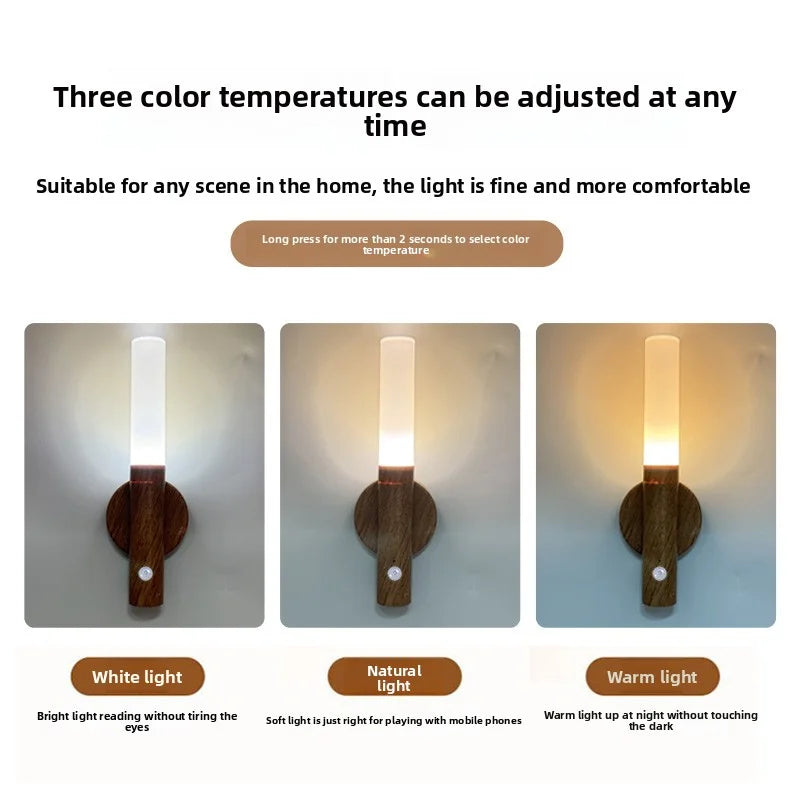 Magnetic LED Wall Light – Motion Sensor, USB Rechargeable, Warm & Cool White