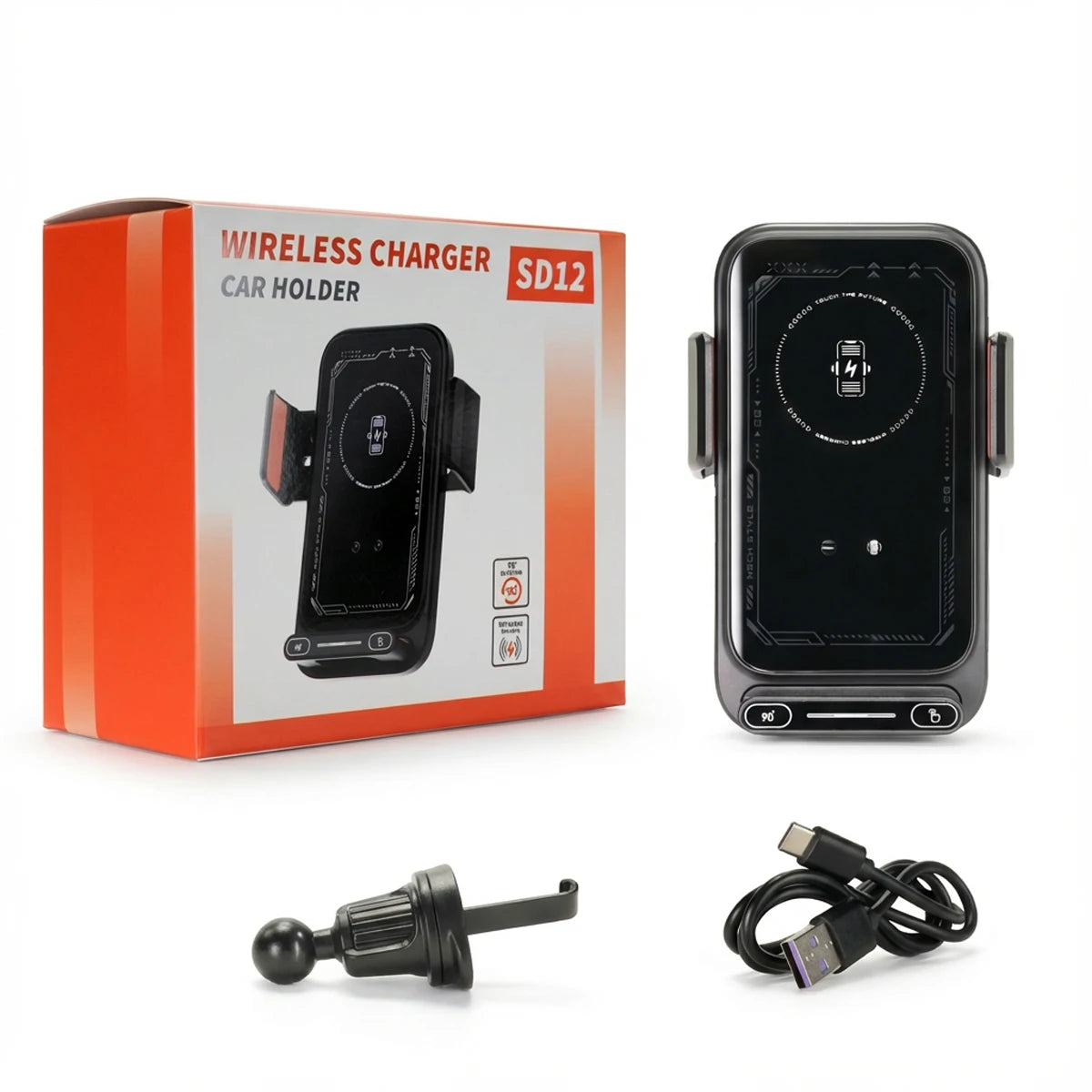 15W Wireless Car Phone Holder & Charger – Auto-Sensing, One-Touch Release, 360° Rotation | Qi Certified