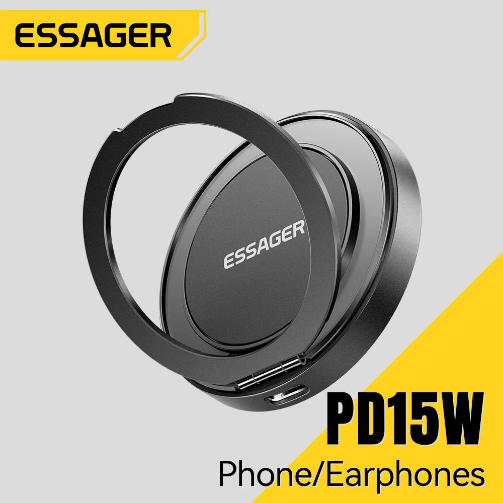 Essager 15W Magnetic Wireless Charger with 360° Rotating Stand – Fast Charging for iPhone 17/16/15/14 Pro Max & AirPods