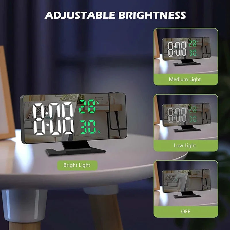 LED Projection Alarm Clock – Time on Ceiling, Temperature Display, Snooze