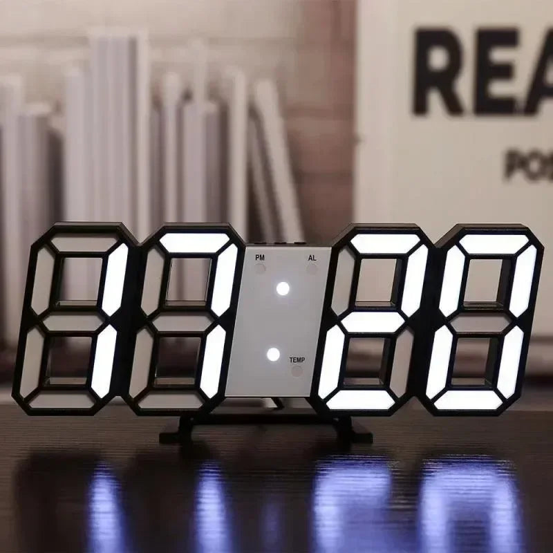 Modern LED Digital Wall & Desk Clock – 3D Large Display, Electronic Alarm Clock for Bedroom & Living Room Decor