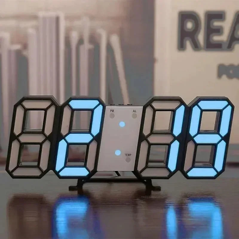 Modern LED Digital Wall & Desk Clock – 3D Large Display, Electronic Alarm Clock for Bedroom & Living Room Decor